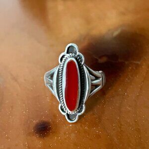 Silver ring with carnelian stone